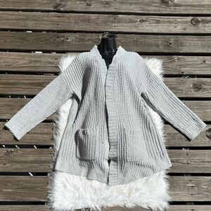 Express Crochet Cardigan Sweater Gray Size Large